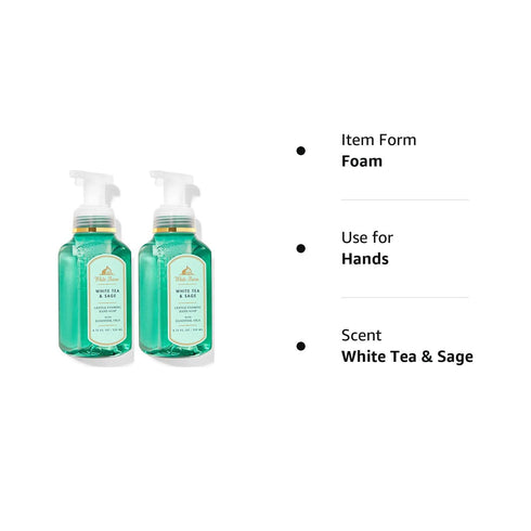 Bath & Body Works Bath and Body Works White Tea & Sage Gentle Foaming Hand Soap 8.75 Ounce 2-Pack (White Sage) 17.5 Ounce...