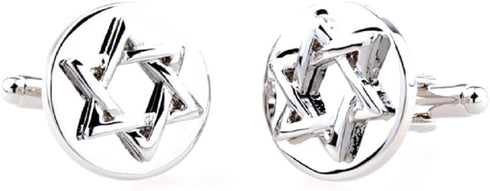 Jewish Star of David Cufflinks Pair Cufflinks in a Presentation Gift Box & Polishing Cloth...