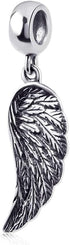 Angel Wing Charm 925 Sterling Silver Wing Pendant Feather Charm Lucky Bracelets Charm...