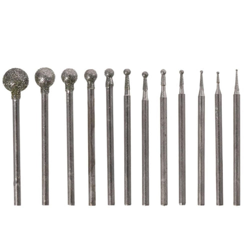 Polishing Kits 12pcs Corundum Metal Carving F Needle Diamond Burr Bits Industry Tool Diamond Grinding Head Stone Ceramic Glass Carving...