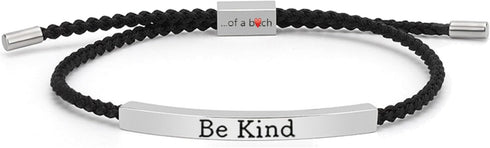 Be Kind of a B Tube Bracelet, Adjustable Hand Bradied Wrap Stainless Steel Handmade Engraved Inspirational Bracelet for Women To My Daughter/Best ...