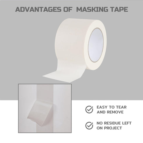 Lichamp Wide Masking Tape 3 inches, 1 Pack General Purpose Beige Masking Tape White Masking Paper, 3 inches x 55 Yards x 1 Roll...