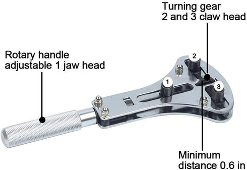 Set of Watch Repair Kit, 3 Point Wrench Screw Case Remover Tool, Adjustable Watch Back Case Opener, Battery Replacement and Movement Holder, Heavy...