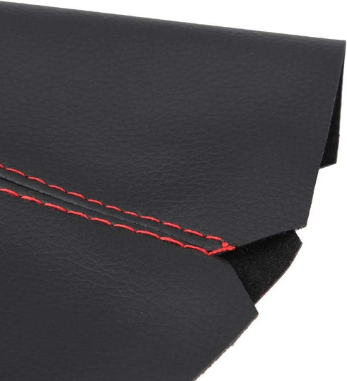 Shifter Boot Universal, PU Leather Shift Boot Retainer Stick Shift Sleeve Gear Shifter Boot Gear Gaiter Cover Black Bright Red Stitch...