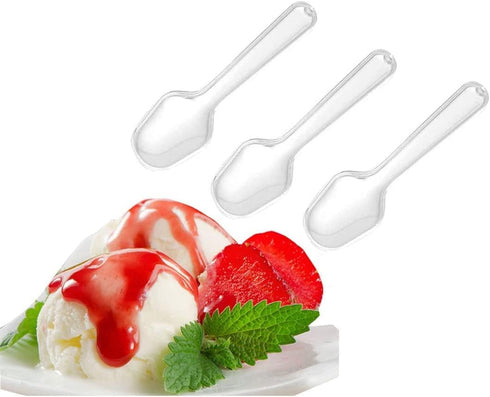 500Pcs 7.5cm/3inch Mini Clear Mini Plastic Spoons Disposable Tasting Spoon Scoops for Dessert Ice Cream Appetizer Cake Spices Food Supply...