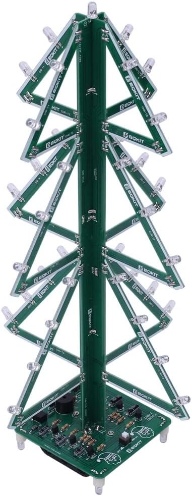 MiOYOOW 3D RGB Christmas Tree Led DIY Kits, Music Flashing Christmas Tree LED Circuit Electronic Assemble Funny Kits with 37 LED for Welding Pract...