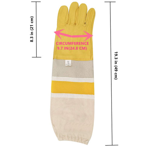 Professional Beekeeping Gloves Hornets Premium Goatskin Leather Beekeeing Supplies with Long Canvas.XL X-Large...