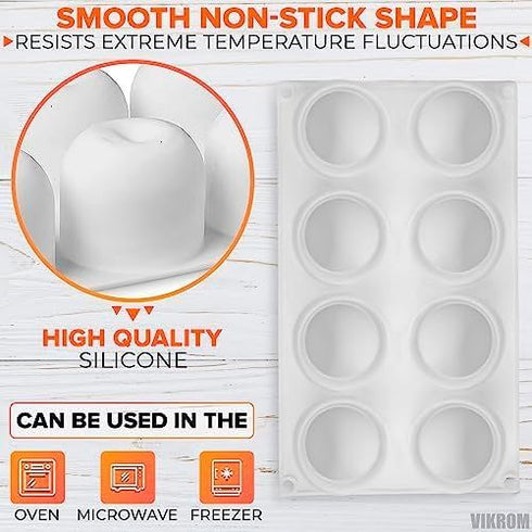8 Cavity Apple Silicone Mold - 11.22 x 6.69 x 2.3 Inches Apple Mold for Baking, Good for Pastry, Jelly, Ice Cream, Soap, and Candles, Non-Stick an...