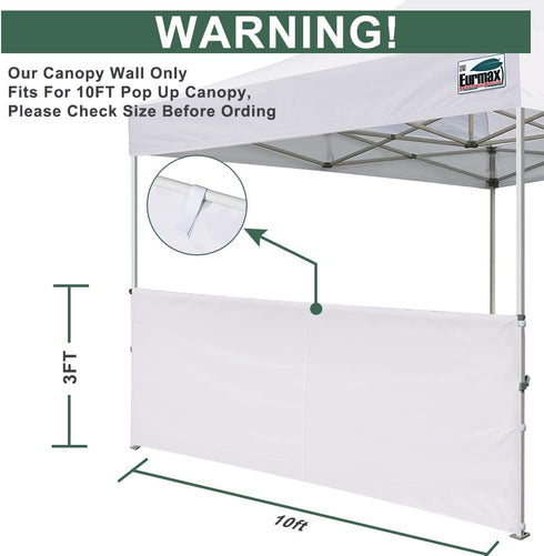 Eurmax Instant SunWall for 10x10 Pop up Canopy, Canopy Half Walls, Outdoor Instant Canopies,Canopy Tent Sidewalls,1 Pack Half Sidewall Only?White?...