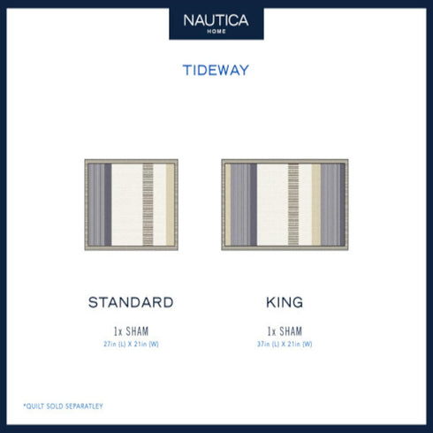 Nautica - Sham, Cotton Reversible Bedding with Envelope Closure, Pre-Washed for Added Softness, Stylish Bedding Set (Tideway Tan, 20" x 26")...