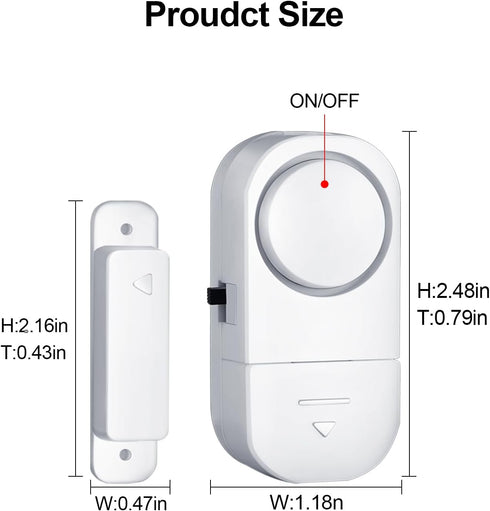 HIIXHC Door Window Alarm, 95DB Door Alarms for Kids Safety, Wireless Sensor Door Window Burglar Alarm-Window Pool Alarms for Home (6 Pack)...