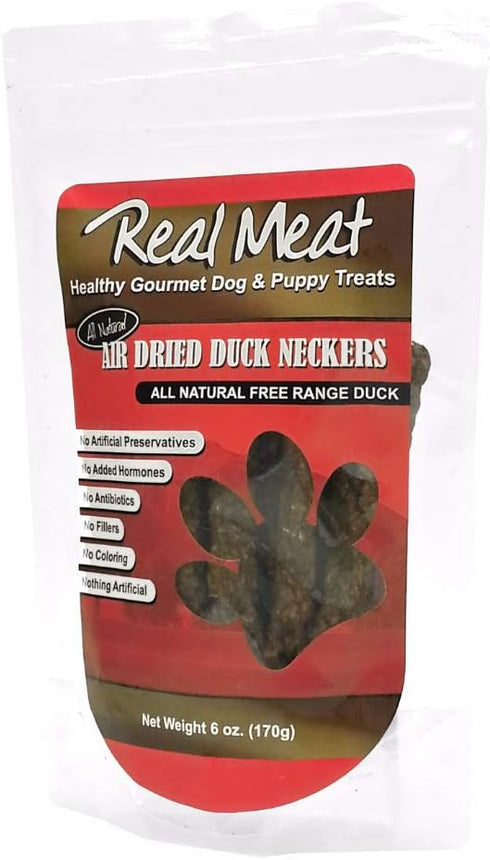 Real Meat Dog Treats Duck Neckers - 6oz Bag of 6-Inch USA-Made Air-Dried Duck Necks for Dogs - Ground Neck & Bones Duck Dog Treats Sourced from Al...