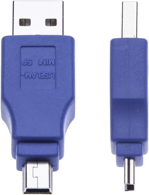 Keple 2.0 USB Type A Male to Mini 5 Pin Adapter (2 Pack) - USB 2.0 Data Transfer Up to 480 Mbps - Compatible with PC, Laptops, Controllers, Printe...