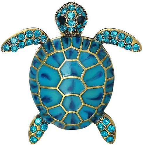 Turtle Animal Brooch Pin Exaggerated Long Life Tortoise Lapel Pin Retro Crystal Sea Animal Safty Pin Women Men Clothes Decor Birthday Gift for Mom...