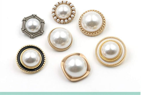 10pcs Round Pearl Buttons with Shank for Sewing Gold Button Crafts for Clothes Shirts Suits Coats Sweaters Wedding Dress Clothing Decorations (Flo...