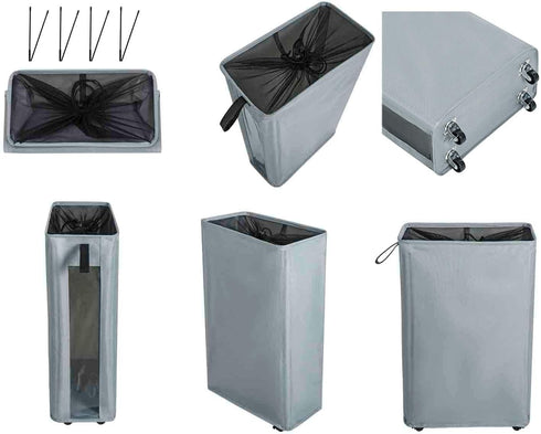 ZERO JET LAG Slim Laundry Storage Hamper with Wheels - Large Clothes Hamper - Basket With Wheels - Rolling Storage - Rolling Dirty Laundry Bin (25...