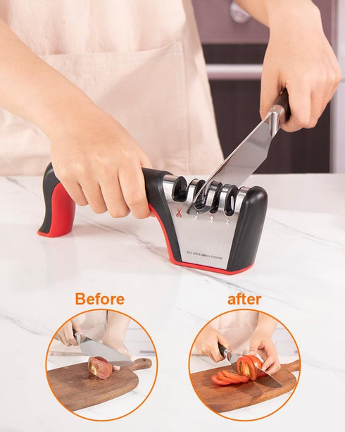 Brigii 4-in-1 Knife Sharpener, Kitchen Knife Accessories for Ceramic Knives, Steel Knives and Scissors, Aiding in Repair, Restoration, and Polishi...