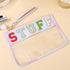 Women Chenille Letter makeup Bags PVC Transparent Cosmetic Case Waterproof Beach Sunscreen Bag Portable Travel Snack Zipper Pouches (SNACKS)...