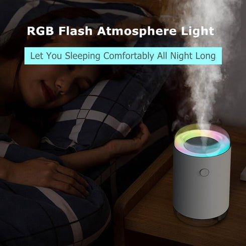 Portable Mini Humidifier 220ml, Colorful Light Mini Humidifier Max 40ml/h Nano Cool Mist Spray, 2 Light Mode Quiet Personal Ultrasonic Humidifier ...