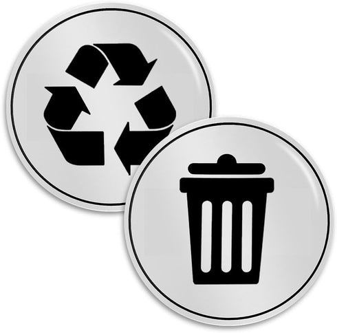 Trash and Recycle Stickers Set of 2 | Indoor Outdoor UV Stable & Weatherproof | Kitchen Pantry Office Organization | Garbage Bin and Waste Basket ...
