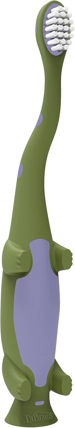 Dr. Brown's Toddler Toothbrush, Dinosaur, Green, 1-Pack...