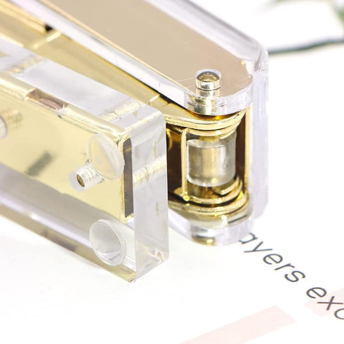 Clear Acrylic Body Bright Yellow Gold Tone Office Stapler N Staples Remover Set Desktop Executive Stapling Tool...