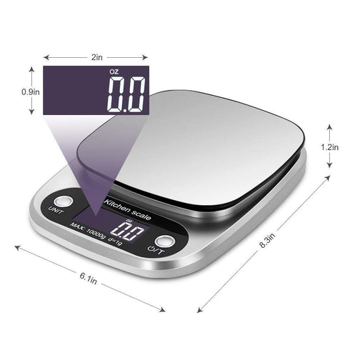 Food Scale 22lb Weight Grams, Digital Kitchen Scales and Ounces for Cooking, Baking...
