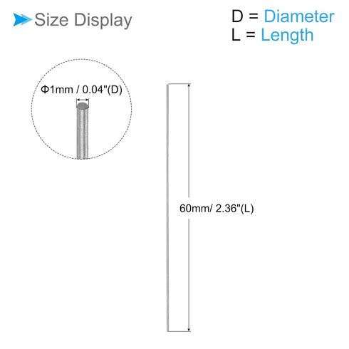 Round Steel Rod, 0.5mm Diameter 60mm Length, High Speed Steel Bar Stock Craft DIY Tool - (Applications: for Drill Lathes Boring Machine), 5-Pieces...
