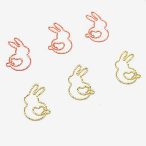 20pcs Animal Paper Clips Rabbit Creative Paper Clips Special-shaped Golden Whirly Needle Cute Colorful Clip 20pcs/pack Fixing Paper Clamp Papercli...