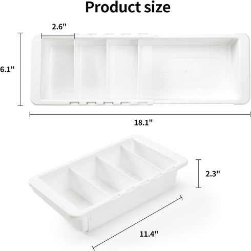 Plastic Drawers Organizer for Office Bathroom Bedroom Kitchen Desk - 1 Layers More White Storage Tray - Expandable 11.4-18.1 Inches...