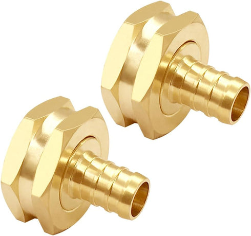 2PCS Solid Brass 1/2" PEX Barb to 3/4" GHT Female Garden Hose End Connector Splicer Mender Repair Fitting...