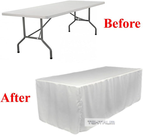 TEKTRUM 8-Feet Long Fitted Table DJ Jacket Cover for Trade Show - Thick/Heavy Duty/Durable Fabric - White Color (TD-JKT-WHT-8FT)...