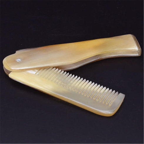 Brown Yak Horn Comb Foldable Yak Horn Comb Pockets Clip Moustache Beard Styling Tool Portable Comb Hairdressing Hair Hair Care Tools Hair Styling ...