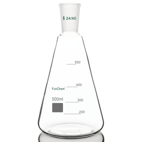 24/40 Glass Erlenmeyer Flask, Borosilicate Glass Graduated Laboratory Flask with 24/40 Standard Taper Outer Joint, 500 ml...