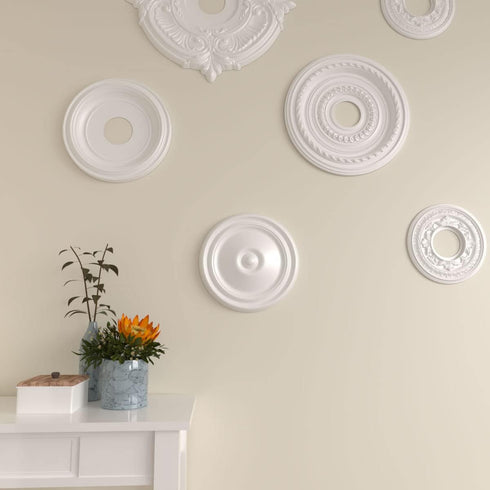 Ekena Millwork CM12RE Reece Ceiling Medallion, 12"OD x 1 3/4"P (Fits Canopies up to 2 3/8"), Factory Primed...