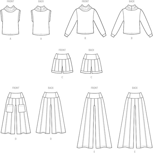McCall's Easy to Make Misses' Knit Top, Pull-on Shorts and Pants Sewing Pattern Packet, Design Code M8456, Sizes 10-12-14-16-18, Multicolor...