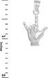 925 Sterling Silver I Love You Hand Sign Language Charm Pendant...
