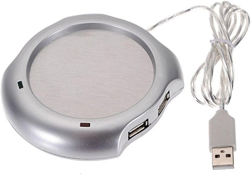 1PCS USB Beverage Warmer,Silver Beverage Cup 4 Port USB Hub Tea Coffee Electric Warmer Tea Cup Warmer for Home Office...
