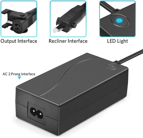 Sopito Universal Power Recliner Power Supply, Magnetic Ring 2-Pin AC/DC Adapter 100-240V, Quality 29V 2A Transformer Recliner Replacement Parts fo...