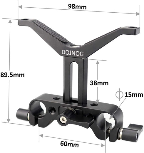 Universal Lens Support Bracket / 15mm Rod Long Lens Support, 38mm Vertical Height Adjustable, for DSLR Camera Shoulder Rig 15mm Rod Rail Block Sys...