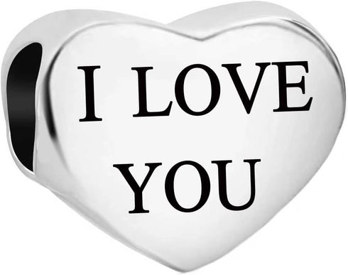 Heart Love Mom Dad Sister Grandma Auntie Daunghter Charm with Sparkling Clear Cubic Zirconia Compatible with Pandora Charms Bracelets...