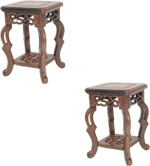 Potted Plant Shelf 2pcs Base Supplies Round Wooden Office Flower Pot Holder Shelf...