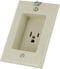 Leviton 688-T 1-Gang Recessed 2-Pole 3-Wire 15A-125V NEMA 5-15R, Residential Grade Single Receptacle with Clock Hanger Hook, Light Almond......