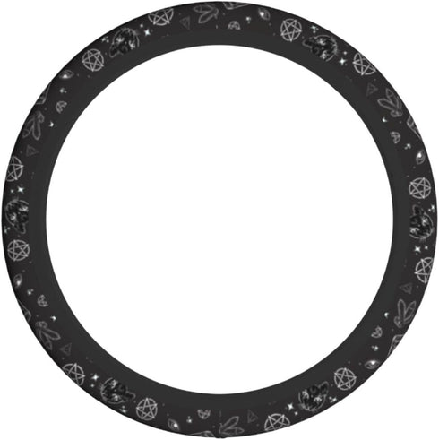 Wicca Wiccan Pentacle Star Black Cat Steering Wheel Cover Car Accessories Cute for Women Girls Girly Universal 15 Inch Neoprene Auto Interior Deco...