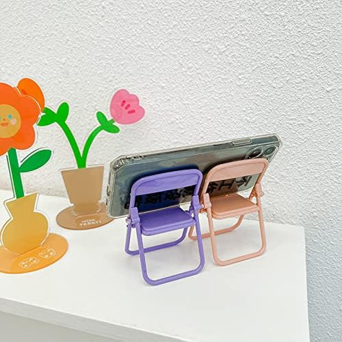 Cute Chair Cell Phone Stand for Desk, 3PCS Funny Cell Phone Holder Stand Compatible with Smartphone/Phone/Pad/Tablet/E-Readers,(Green/Pink/Purple)...