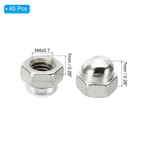 PATIKIL M4x0.7 Acorn Hex Bolt Covers, 40 Pcs Dome Head Carbon Steel Hexagon Decorative Cap Nuts for Home Repair, Industrial Equipment Fasteners, S...