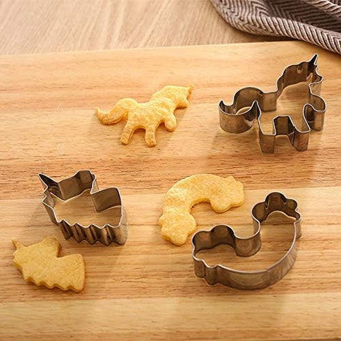 3-Piece Unicorn Cookie Cutter Set, Stainless Steel Unicorn, Rainbow & Head Shapes, Dishwasher Safe...