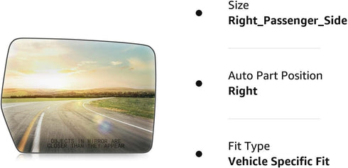 Passenger Right Side Power Heated Convex Mirror Glass Fits for 2004-2014 Ford F-150 Replacement for 4L3Z-17K707-DA...