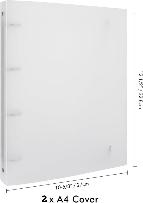 2PCS A4 4 Ring Binder Cover Clean Transparent Soft PVC for Refillable Notebook Shell withMatte surfaceforStamp & Die Storage Overall Size?Folded) ...