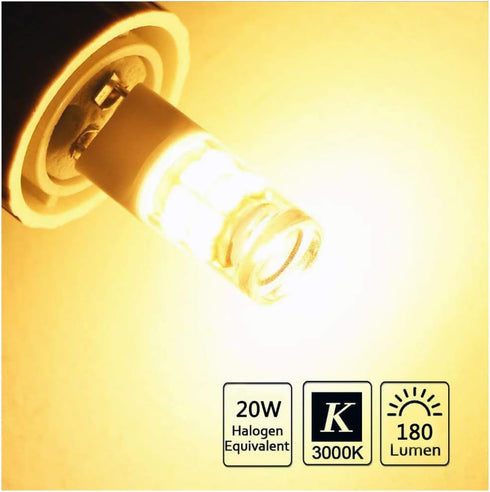 8-Pack Not Dimmable 2W G8 LED Bulbs 17 LEDs 2835SMD Warm White 3000K 180 Lumen Equivalent 20-Watt HalogenReplacement Bulbs for Light Fitting, Unde...